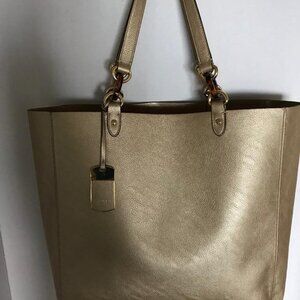 Ladies Ralph Lauren Gold Metallic Tote Bag Medium size